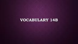 Vocabulary 14B