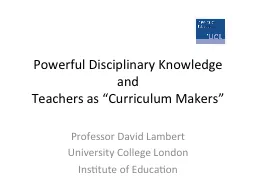 Powerful Disciplinary Knowledge and