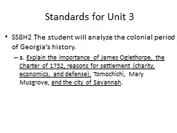 Standards for Unit 3