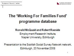 1 The ‘Working For Families Fund’ programme database