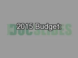 2015 Budget: