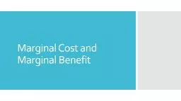 Marginal Cost and Marginal Benefit