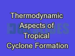 Thermodynamic Aspects of Tropical Cyclone Formation