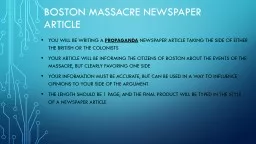 Boston Massacre Newspaper Article