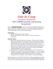 Aide de Camp Volunteers Needed for  USPHS Scientific a