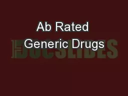 Ab Rated Generic Drugs