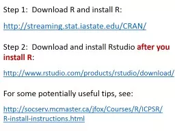 Step 1:  Download R and install R: