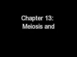Chapter 13: Meiosis and