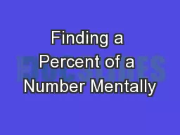 Finding a Percent of a Number Mentally