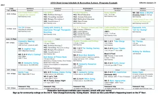 AIM Client Group Schedule  Recrea tion Leisure Program