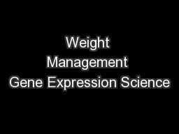 Weight Management Gene Expression Science