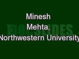 Minesh Mehta, Northwestern University