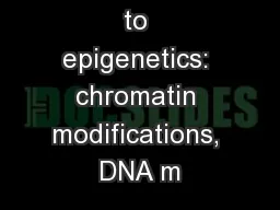 Introduction to epigenetics: chromatin modifications, DNA m