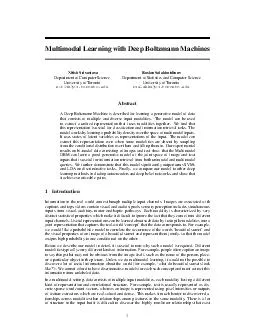Multimodal Learning with Deep Boltzmann Machines Nitish Srivastava Department of Computer Science University of Toronto nitishcs