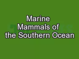 Marine Mammals of the Southern Ocean