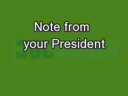 Note from your President