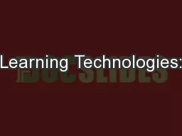 Learning Technologies: