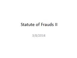 Statute of Frauds II