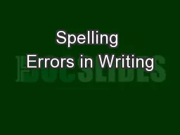 Spelling Errors in Writing