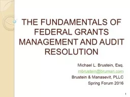 THE FUNDAMENTALS OF FEDERAL GRANTS MANAGEMENT AND AUDIT RES