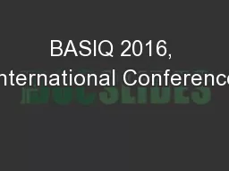BASIQ 2016, International Conference