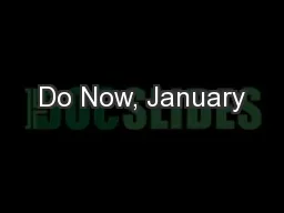 Do Now, January