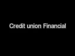 Credit union Financial