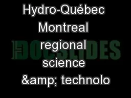 2017 Hydro-Québec Montreal regional science & technolo