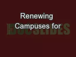 Renewing Campuses for