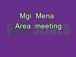 Mgi  Mena Area  meeting