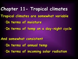 Chapter 11- Tropical climates