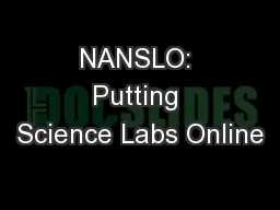 NANSLO: Putting Science Labs Online