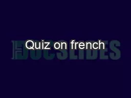 Quiz on french