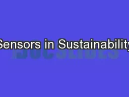 Sensors in Sustainability