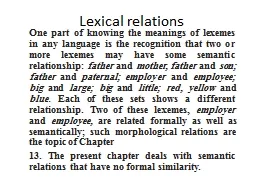 Lexical relations