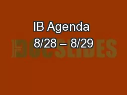 IB Agenda 8/28 – 8/29