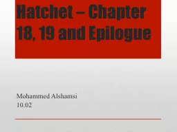Hatchet – Chapter 18, 19 and Epilogue