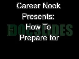 Career Nook Presents: How To Prepare for