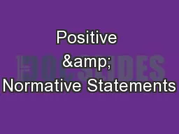 Positive & Normative Statements