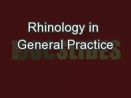 Rhinology in General Practice