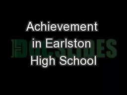 Achievement in Earlston High School