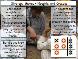 Strategy Games – Noughts and Crosses