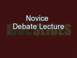 Novice Debate Lecture