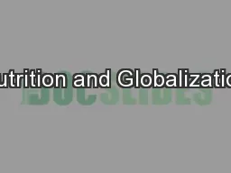Nutrition and Globalization