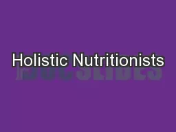 Holistic Nutritionists