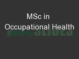 MSc in Occupational Health