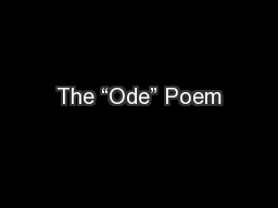 The “Ode” Poem