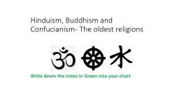 Hinduism, Buddhism and Confucianism- The oldest religions