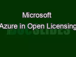 Microsoft Azure in Open Licensing