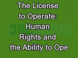 The License to Operate: Human Rights and the Ability to Ope